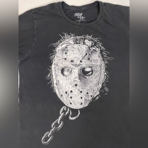 Friday The 13th Jason Mask Movie Graphic T-shirt Men Large Black Short Sleeve - Picture 2 of 5